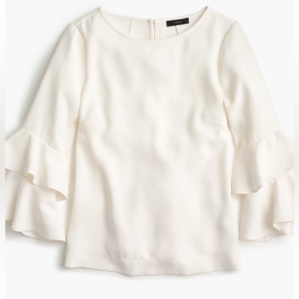 J. Crew Cream Ruffle Sleeve Top, size 10